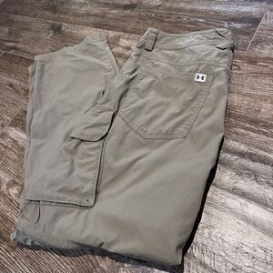 Under Armour Pants Mens 34X30 Brown Cargo Convertible 100% Nylon Hiking Logo